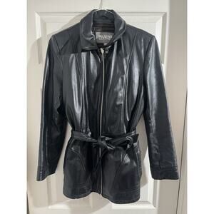 Wilsons Leather Women's Sz M Black Jacket Thinsulate Ultra Lining Belt